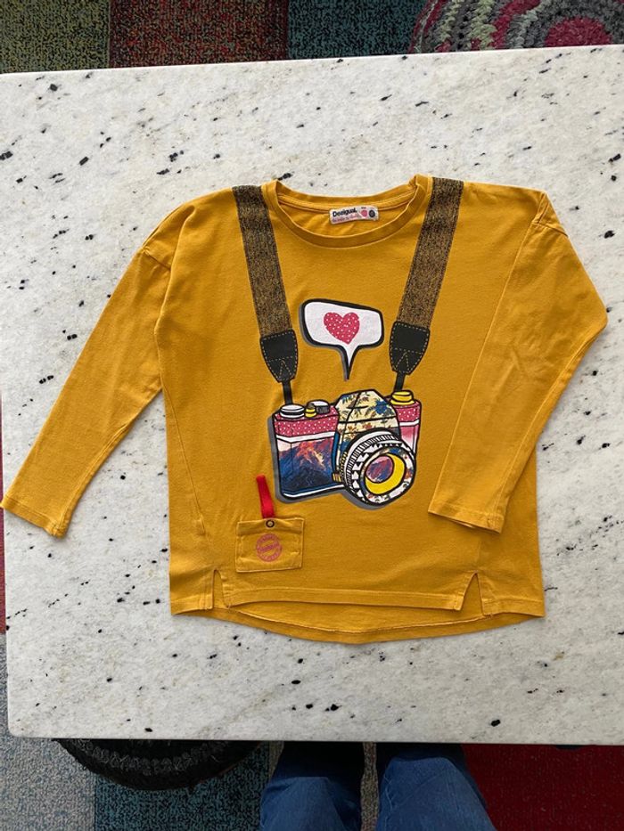 T-shirt manches longues jaune Desigual 9/10ans - photo numéro 3