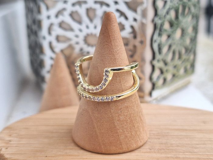 Bague Ongle avec strass en acier inoxydable Dorée  ajustable - photo numéro 4
