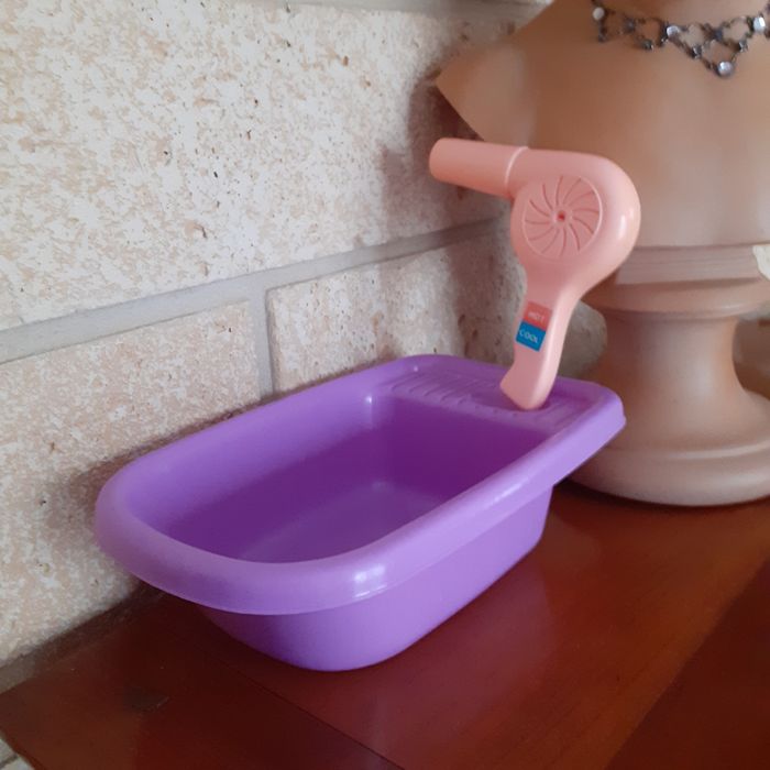 Accessoires pour mini Poupon: Baignoire & Sèche-cheveux - photo numéro 2