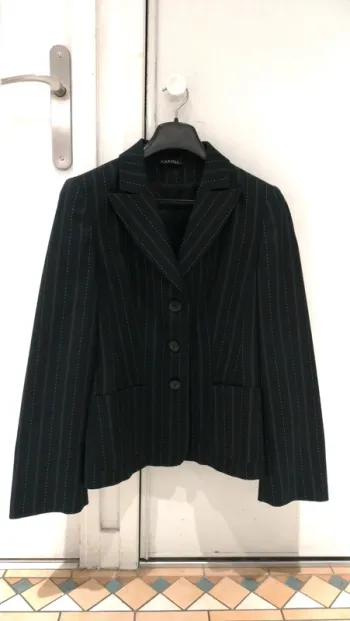 Blazer Veste tailleur noire rayures et pointillés