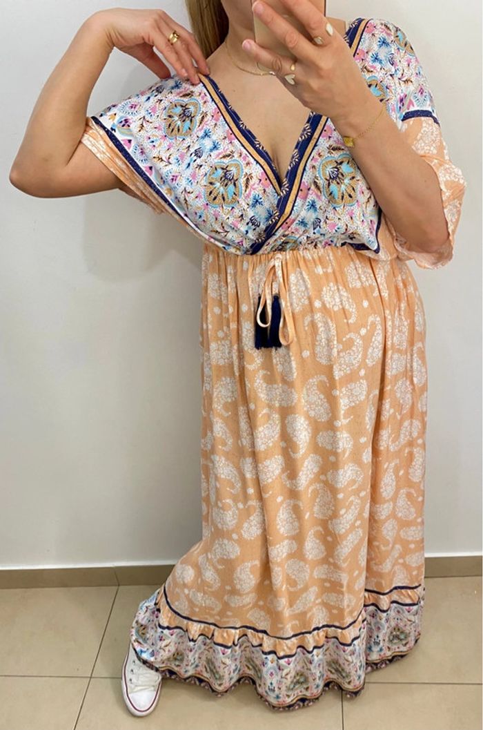 Jolie Robe Longue Imprimée Pashmina Taille L - photo numéro 3