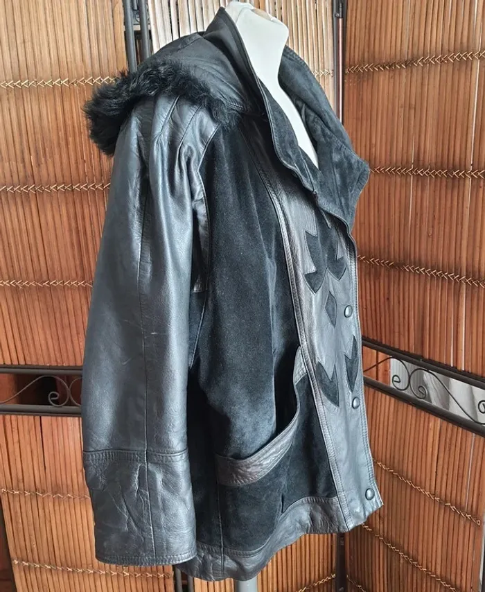 Manteau femme cuir et peaux "Berann" taille L Made in France - photo numéro 4