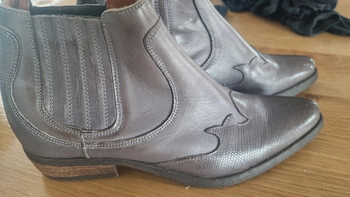 Boots neuves cuir 40 unisexe femme homme gris cuir superbe