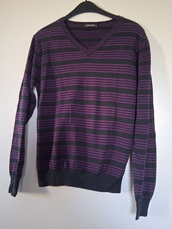 Pull rayé noir et violet " t- S" devred
