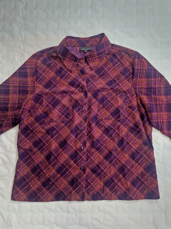 Chemisier Fluide Carreaux Violet/Prune Kiabi – Taille 48 - photo numéro 2