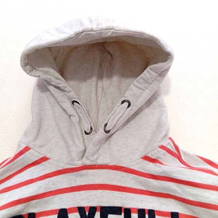 Sweat a Capuche Okaïdi Gris Clair a Rayures. Taille 14 ans 164 cms. 100% coton - photo numéro 5