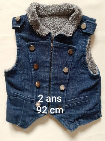 gilet sans manche / waistcoat en jean chaud fille - 2 ans - 92 cm