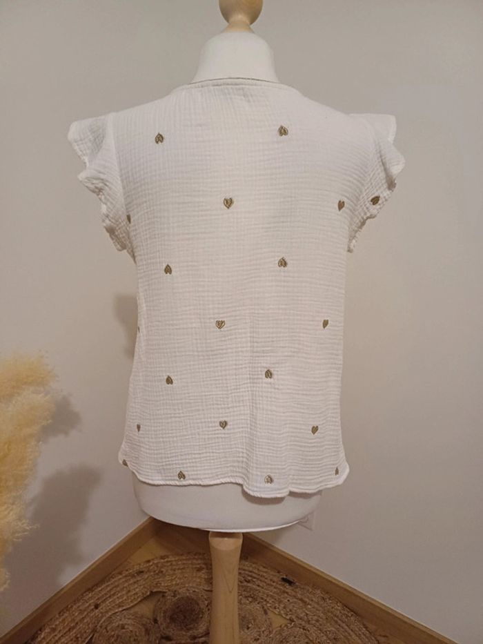 T-Shirt blanc avec cœurs dorés Maëlle taille S/M 36/38 - photo numéro 8