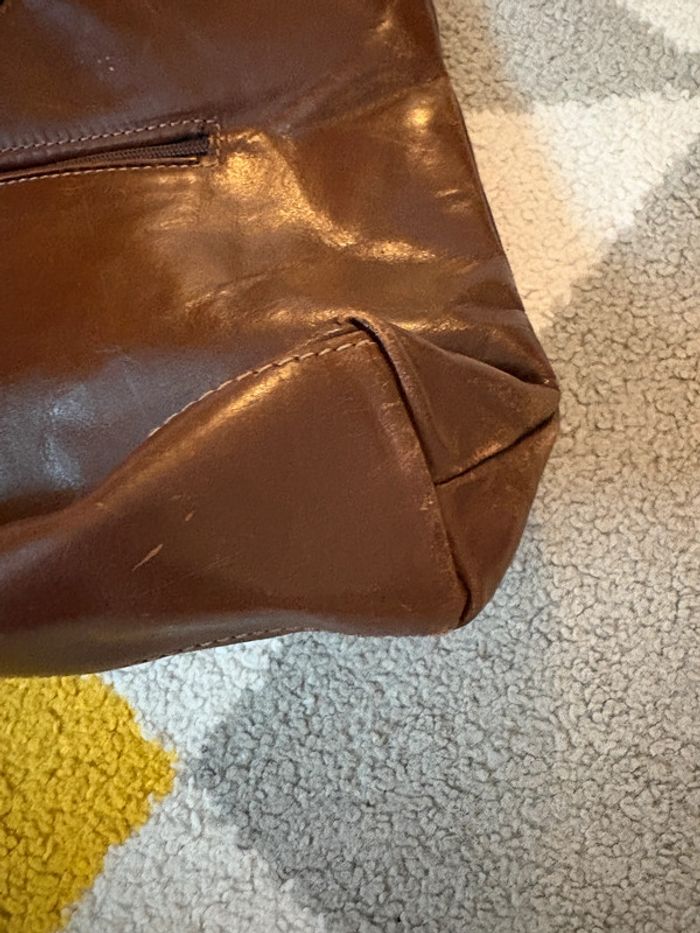 Sac à main en cuir marron Etrier - photo numéro 7