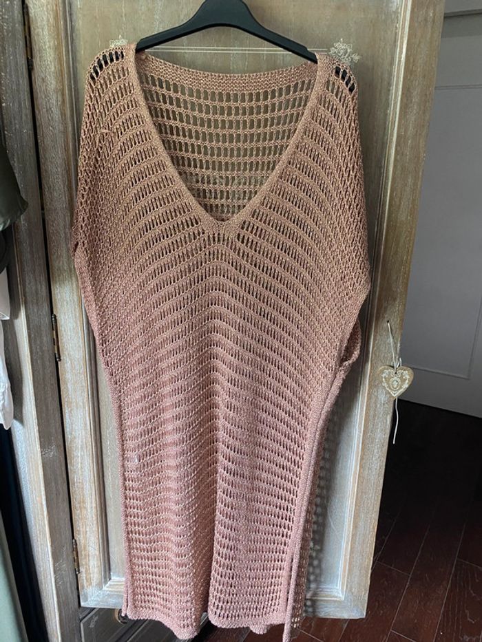 Robe filet lurex rose gold