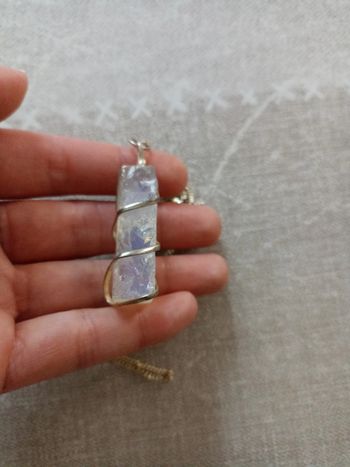 Pendentif collier pierre brut Opalite/ opaline