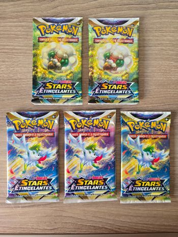 Lot de 5 boosters carte pokemon épée et bouclier stars étincelantes