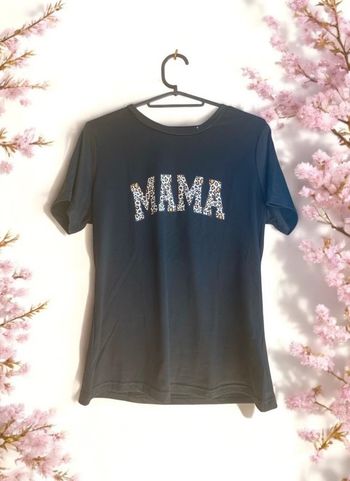 🎀 T-shirt noir "MAMA" motif léopard femme taille M neuf 🎀