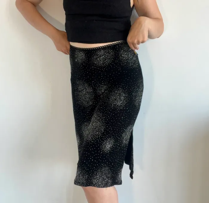 Jupe vintage y2k années 90 noire à paillettes taille S - photo numéro 5