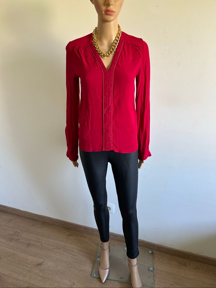 Blouse rouge à manches longues Morgan taille 34 comme neuve - photo numéro 3