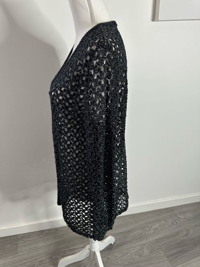 Cardigan en maille ajourée noir et argenté Y2K TU - photo numéro 5