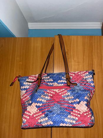 Sac à main multicolore avec motif géométrique (moyen)