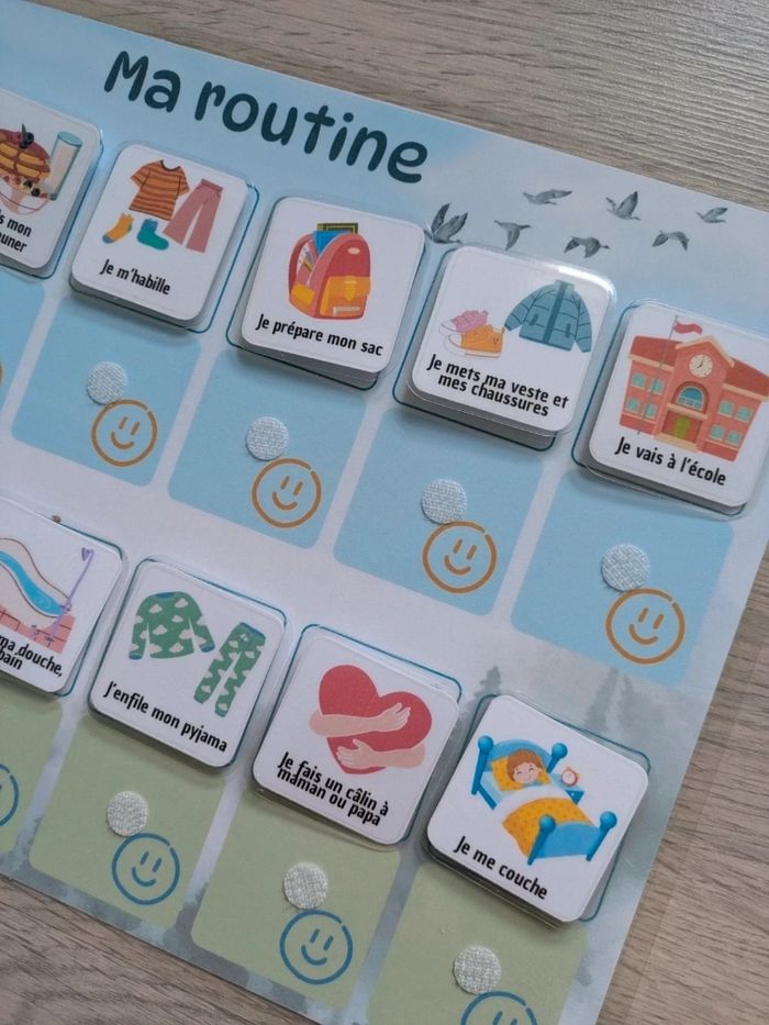 Tableau de routine enfant matin et soir oiseau chouette, 30 vignettes - photo numéro 3