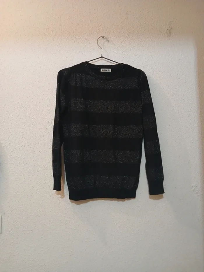 Sweat leger a rayures noir /pailettée " elenza z" taille unique