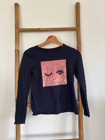 Sous pull bleu marine à strass réversibles