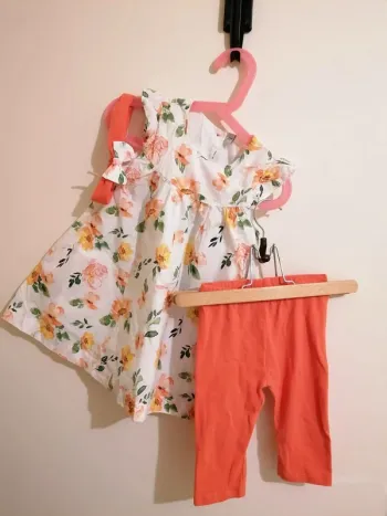Robe fille avec legging in extenso motif fleurs 23mois