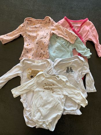 Lot 6 bodies fille manches longues 1 mois