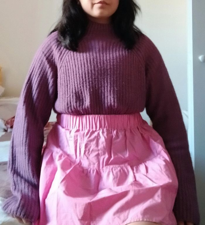 Joli petit pull tricot violet - photo numéro 5
