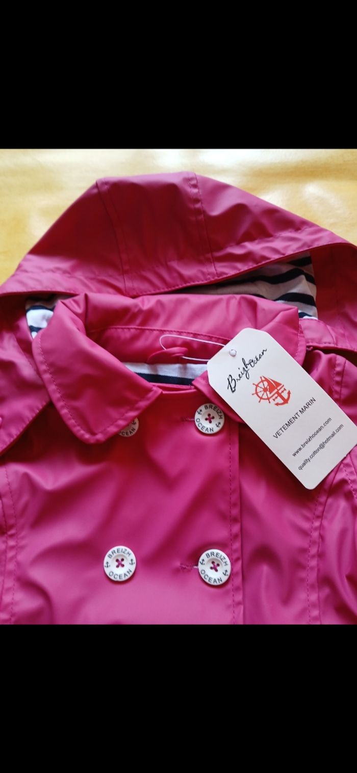 Parka imperméable rose avec capuche breizh océan 24 mois 2 ans - photo numéro 2