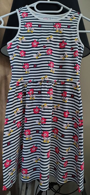 Robe été fille fleurs rayures