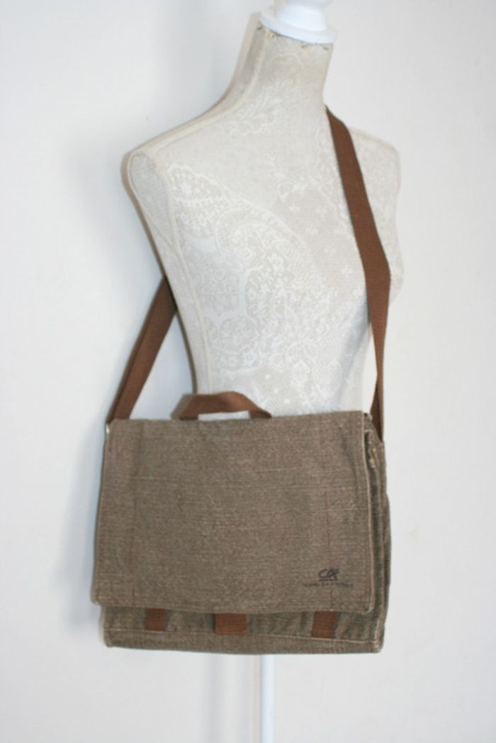 Sac bandoulière marron chiné 36x27cm - photo numéro 1