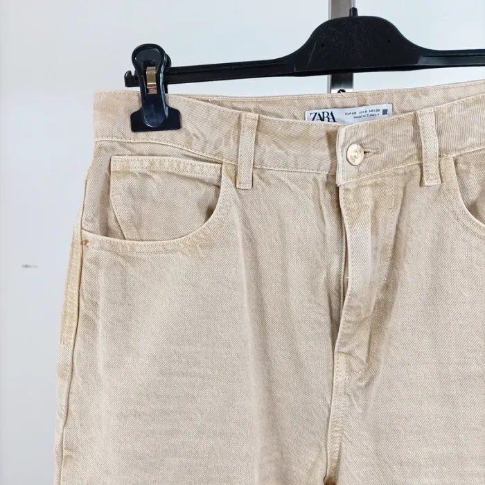 Pantalon coupe mom beige en velours côtelé Zara taille 40 100% coton A1489 - photo numéro 4