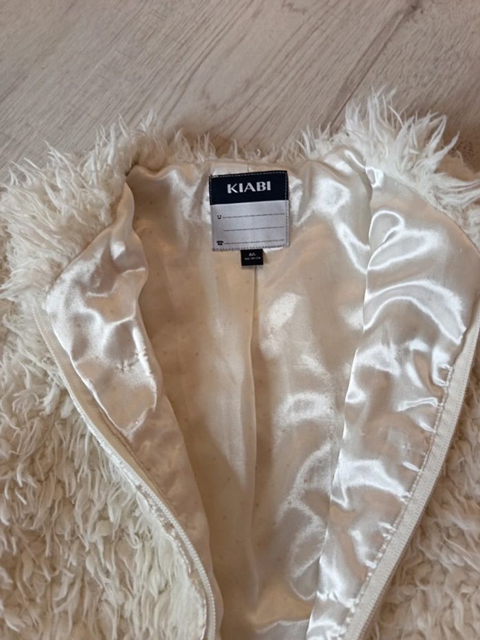 Veste Gilet 8 ans écru crème ille effet poilu fermeture éclair - photo numéro 11