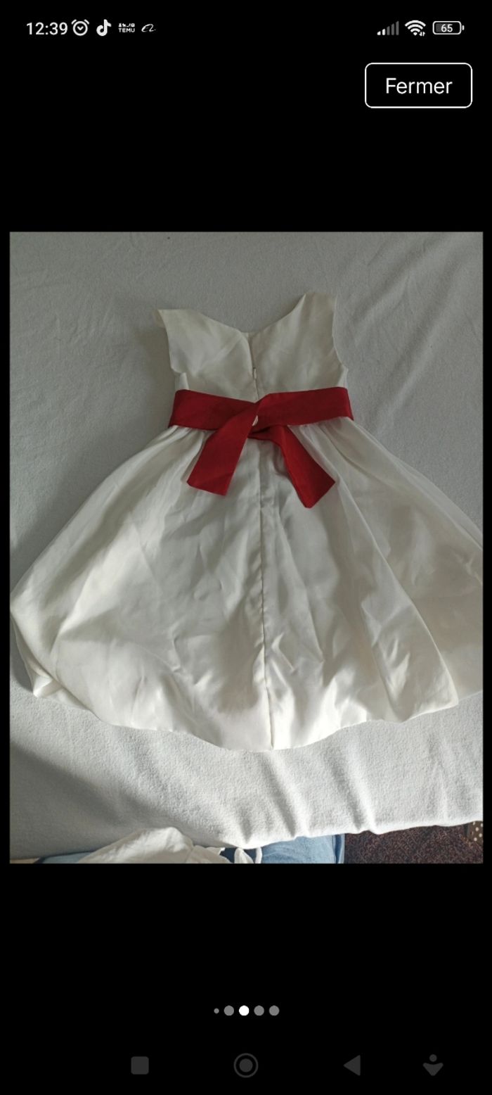Jolie robe de cérémonie blanc cassé et rouge taille 6ans - photo numéro 4