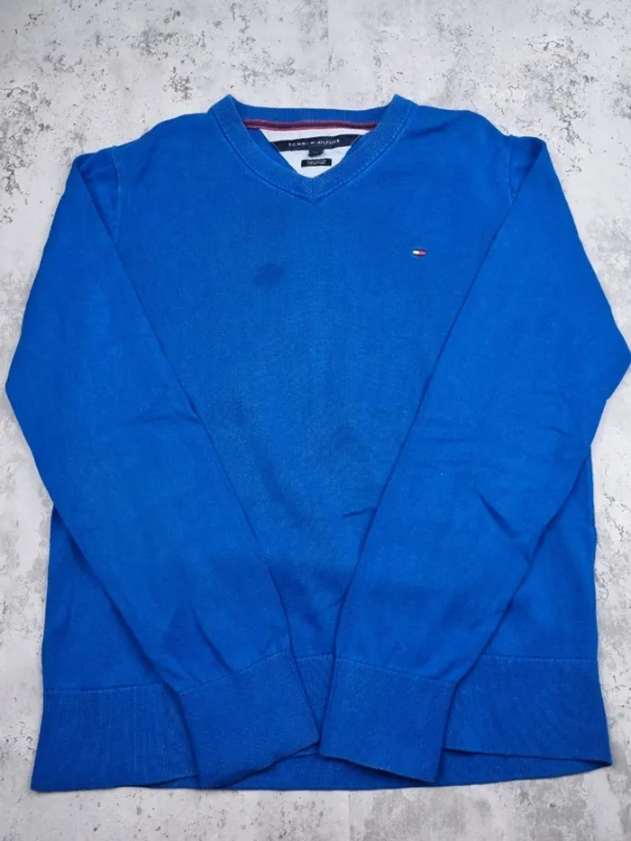 Pull col V Tommy Hilfiger bleu – Taille L Homme - photo numéro 3