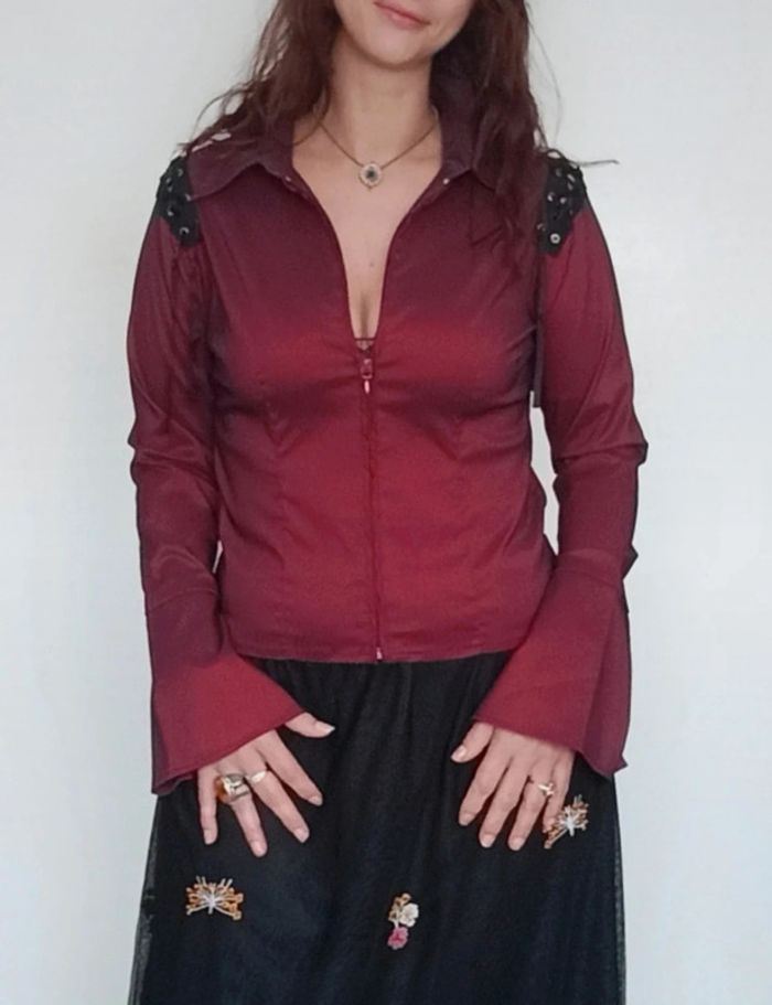 Chemise stretch irisée bordeaux taille 40 - photo numéro 8