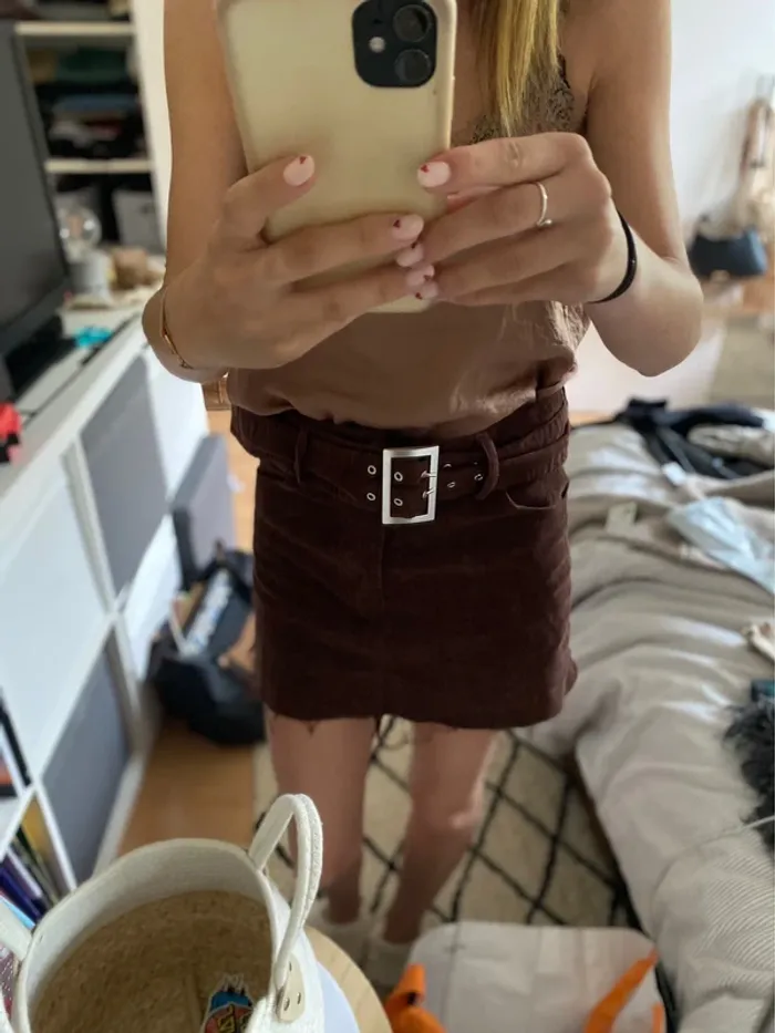 Jupe en velours marron - Boutique Indépendante - photo numéro 2