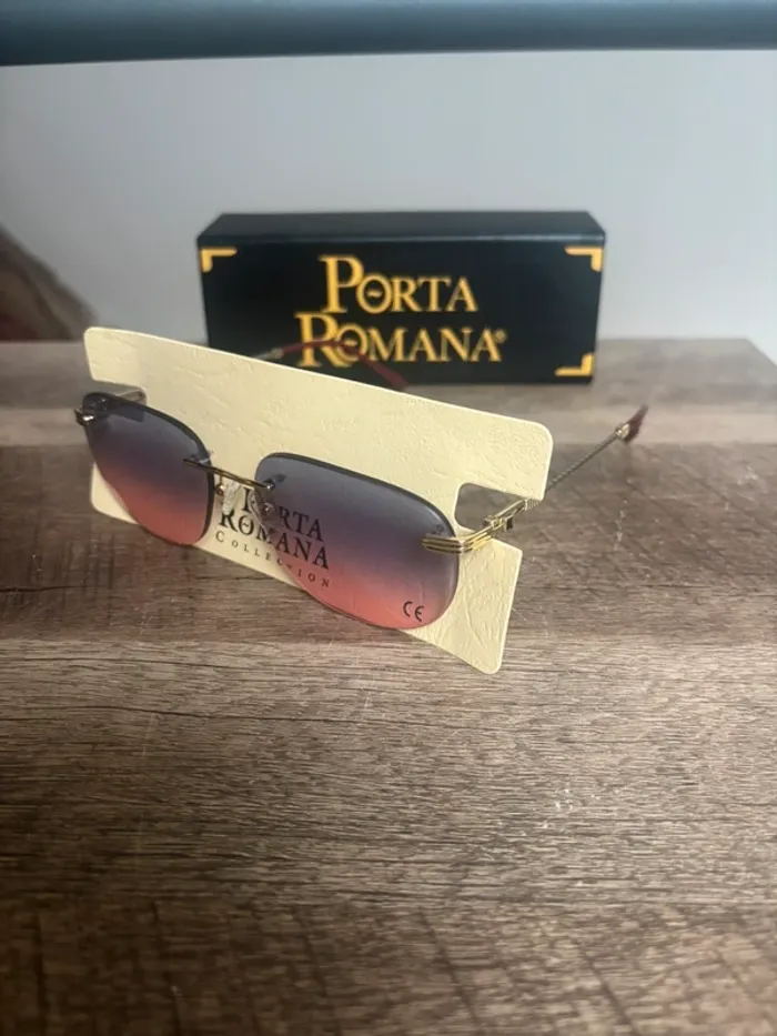 Lunette de soleil ovale Porta Romana verre bleu dégradé rougeâtre - photo numéro 2