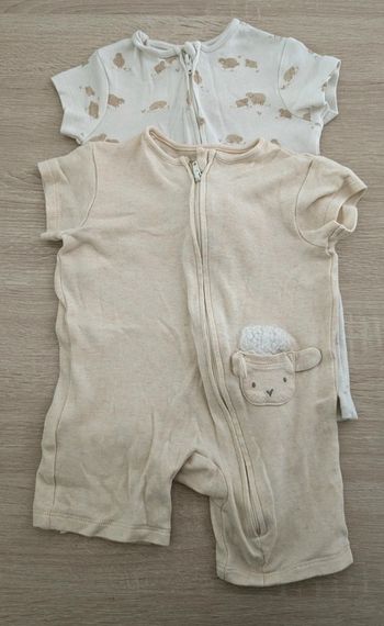 Lot 2 pyjamas manches courtes a zippe mouton