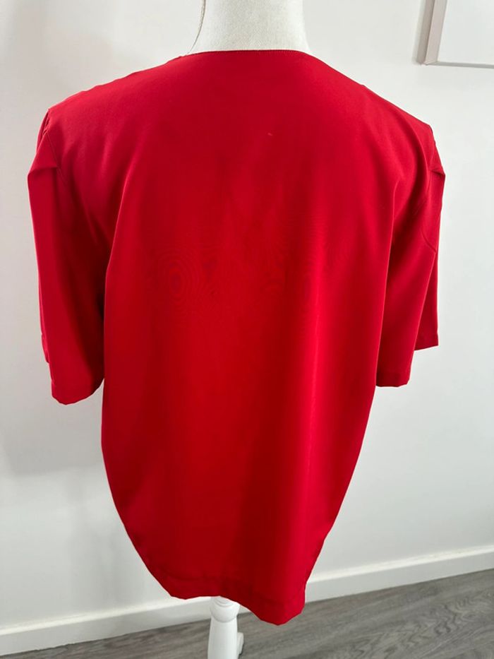 Blouse broderies rouge Vintage T38 M - photo numéro 4