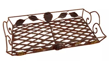 Plateau de service Forme rectangulaire Métal décor floral