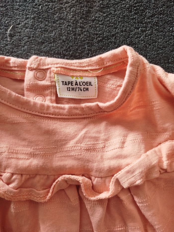 Blouse rose corail à volants Tape à l'Œil – 12 mois (74 cm) - photo numéro 2