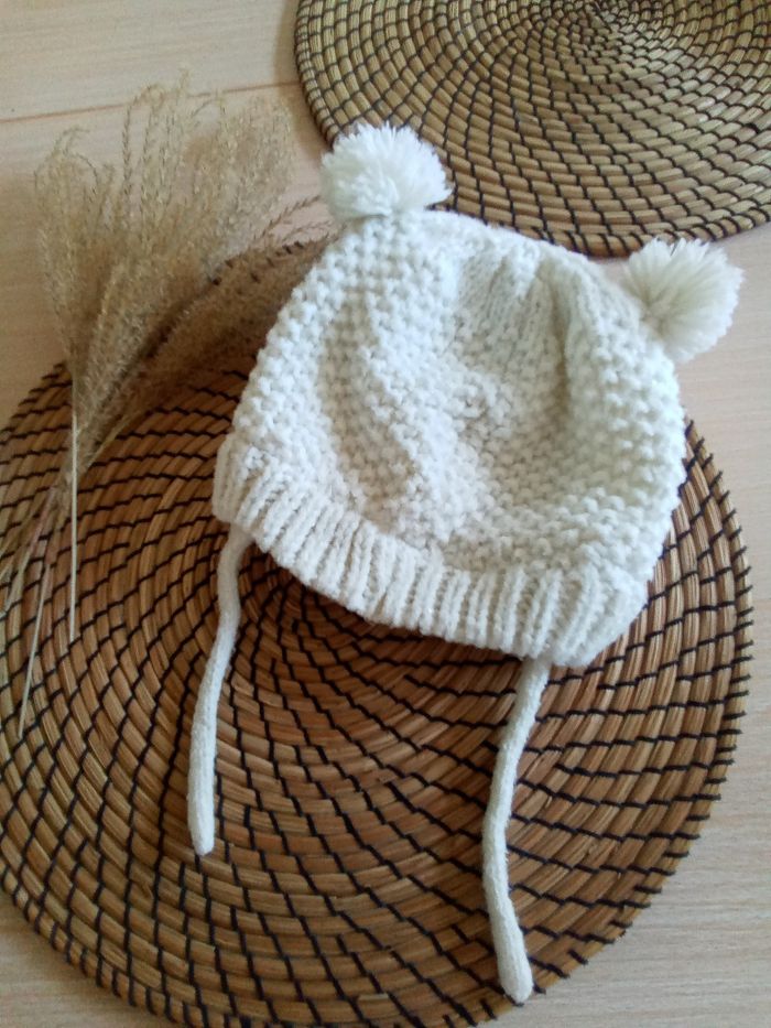 Bonnet en laine avec pompon et lien à nouer Tape à l'oeil 18/24 mois - photo numéro 2