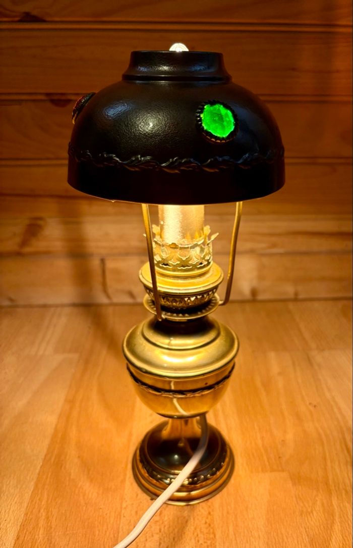 Vintage lampe à pétrole électrifiée - photo numéro 9