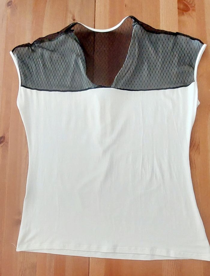 Top t-shirt L Morgan écru et noir - photo numéro 2