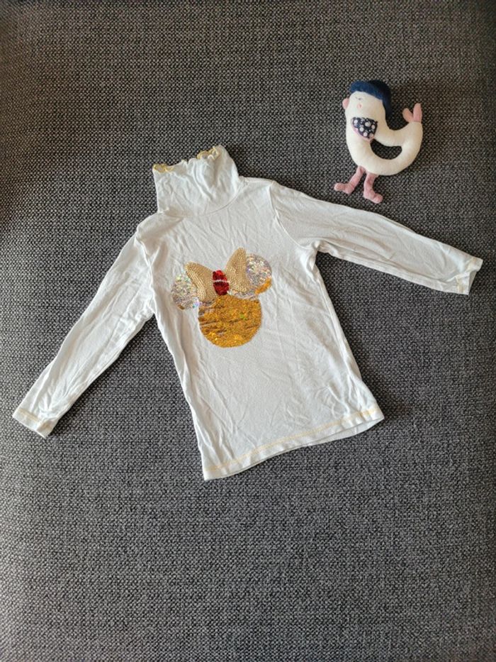 T-shirt fille ML col roulé Minnie à sequins réversibles 2 ans