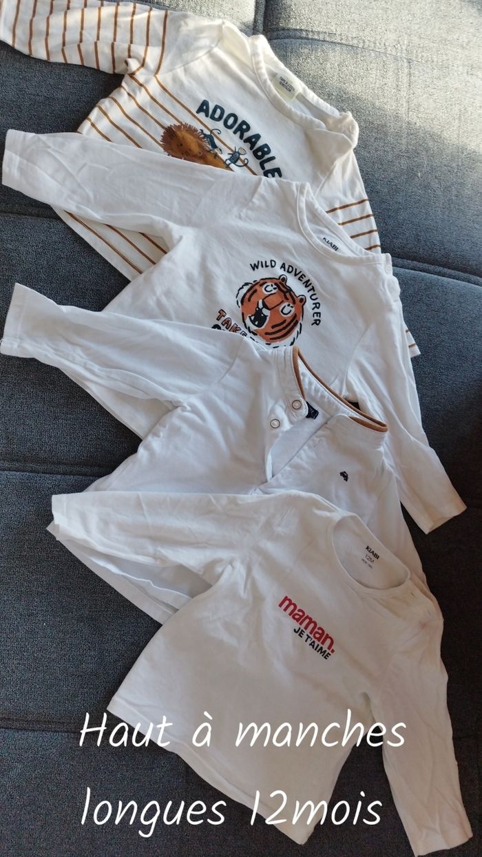 Lots de 7 t-shirts manches longues - 12mois - photo numéro 2