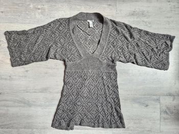 Pull tunique ajouré H&M gris