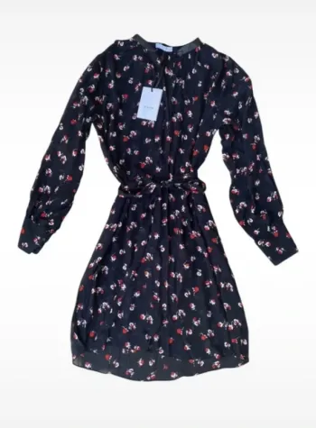 Robe transparente noire avec motif fleurs rouges Zapa taille  38 neuve