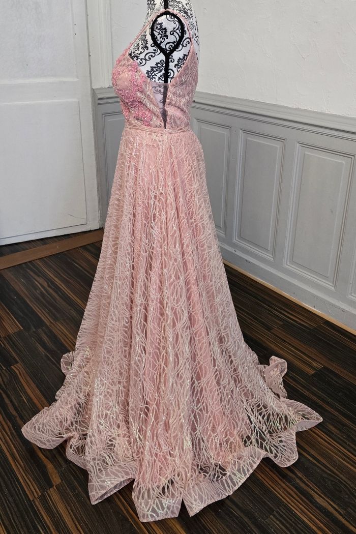 Robe de soirée rose clair pailleté taille 36 - photo numéro 2