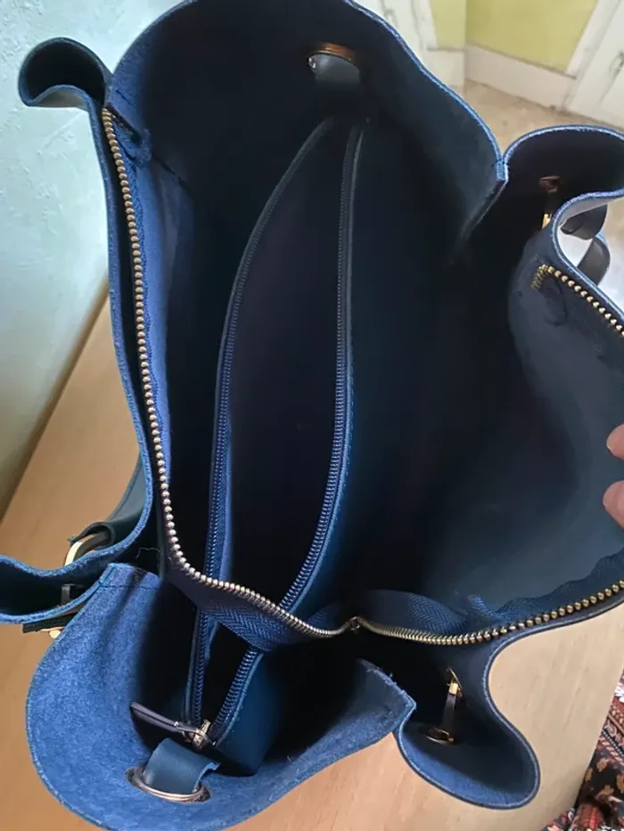 Sac à main cuir bleu marine28x32 cmPolo Club - photo numéro 3